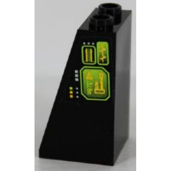 Slope 75 2 x 2 x 3 - Hollow Studs with Lime and Yellow Screens and Light Bluish Gray and Yellow Buttons Pattern, Model Left (Sticker) - Set 8105