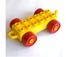 Duplo, Vehicle Car Base 2 x 6 with Red Wheels and Closed Hitch End