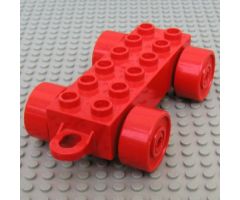 Duplo, Vehicle Car Base 2 x 6 with Red Wheels and Closed Hitch End