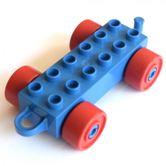 Duplo, Vehicle Car Base 2 x 6 with Red Wheels and Closed Hitch End