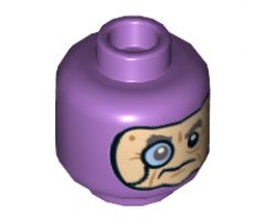 Minifigure, Head Dual Sided Alien with Bright Pink Eyes, Open Mouth with Pointed Teeth / Balaclava, Light Nougat Face with Monocle Pattern - Hollow Stud