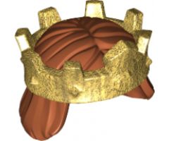 Minifigure, Hair Mid-Length, Straight with Gold Crown Pattern