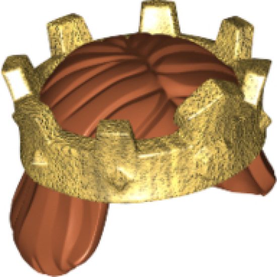 Minifigure, Hair Mid-Length, Straight with Gold Crown Pattern