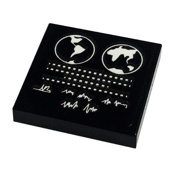 Tile 2 x 2 with Neil Armstrong Signature and Globe Pattern (Sticker) - Set 10266