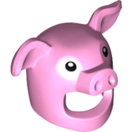 Minifigure, Headgear Mask Pig with Black Eyes Pattern