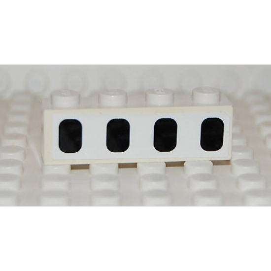 Brick 1 x 4 with 4 Black Airplane Windows Pattern (Sticker) - Set 2532