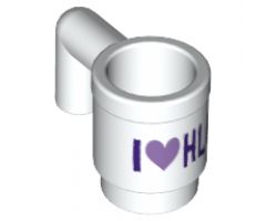 Minifigure, Utensil Cup with Dark Purple and Medium Lavender 'I' Heart 'HLC' Pattern