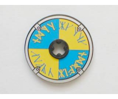 Technic, Disk 3 x 3 with Viking Shield Blue / Yellow Rune Pattern (Sticker) - Set 7017