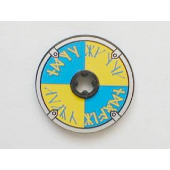 Technic, Disk 3 x 3 with Viking Shield Blue / Yellow Rune Pattern (Sticker) - Set 7017