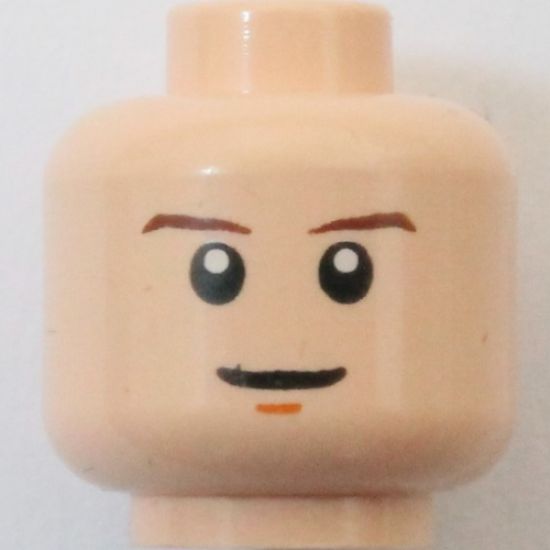 Minifigure, Head Male Brown Eyebrows, White Glints and Chin Dimple Pattern (SW Luke Skywalker) - Blocked Open Stud