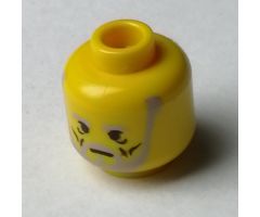 Minifigure, Head Beard with Gray Beard and Under-Eyes Wrinkles Pattern - Blocked Open Stud