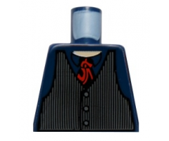 Torso Speed Racer Dark Bluish Gray Pinstripe Vest and Red Tie Pattern