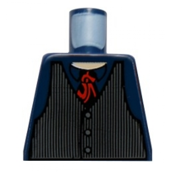 Torso Speed Racer Dark Bluish Gray Pinstripe Vest and Red Tie Pattern