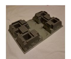 Baseplate, Raised 32 x 48 x 6 with 4 Corner Pits and Rock Raiders Pattern