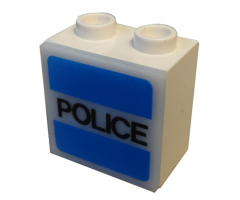 Electric, Light 1 1/8 x 2 x 1 2/3 Cabinet with Lamp Holes (Sign Back) with Milky White Electric, Light 2 x 2 Clip-On Plate with 'POLICE' Pattern (2383 / 2384pb07)