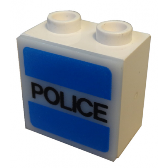 Electric, Light 1 1/8 x 2 x 1 2/3 Cabinet with Lamp Holes (Sign Back) with Milky White Electric, Light 2 x 2 Clip-On Plate with 'POLICE' Pattern (2383 / 2384pb07)