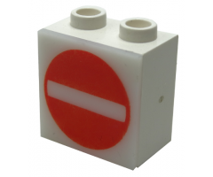 Electric, Light 1 1/8 x 2 x 1 2/3 Cabinet with Lamp Holes (Sign Back) with Milky White Electric, Light 2 x 2 Clip-On Plate with No Entry / Thoroughfare Pattern (2383 / 2384pb05)