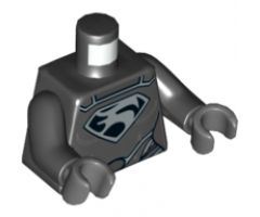 Torso Female Shirt with Faora Silver Chest Emblem and Oval Belt Buckle Pattern / Black Arms / Dark Bluish Gray Hands