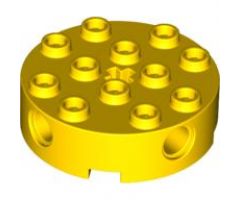 Brick, Round 4 x 4 with 4 Side Pin Holes and Center Axle Hole