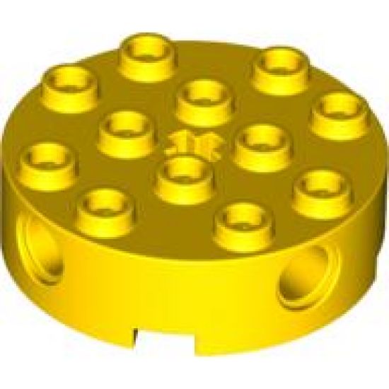 Brick, Round 4 x 4 with 4 Side Pin Holes and Center Axle Hole