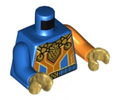 Torso Nexo Knights Orange Stripes with Gold Bells and Trim Pattern / Orange Arm Left / Blue Arm Right / Pearl Gold Hands