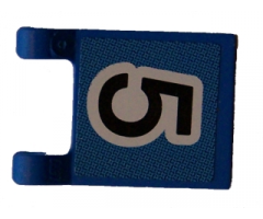 Flag 2 x 2 Square with Black Number 5 on Blue Background Pattern (Sticker) - Sets 3420 / 3425
