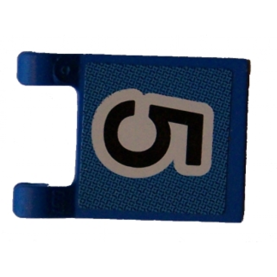 Flag 2 x 2 Square with Black Number 5 on Blue Background Pattern (Sticker) - Sets 3420 / 3425