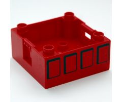 Duplo Container Box 4 x 4 with Studs on Corners with Four Squares Pattern on Both Sides
