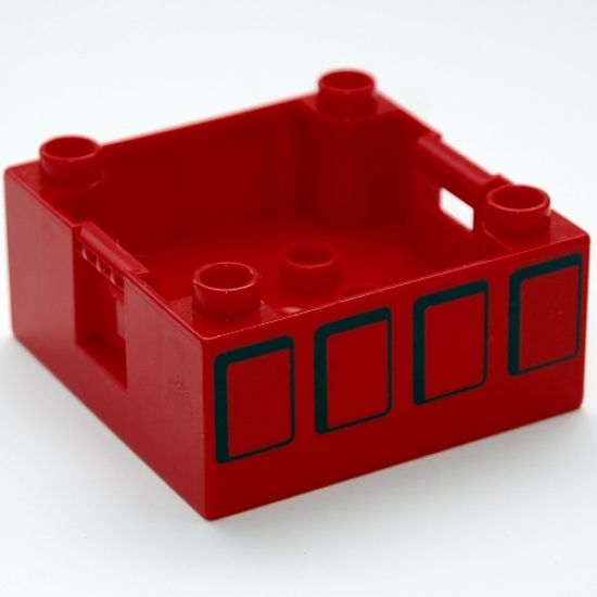 Duplo Container Box 4 x 4 with Studs on Corners with Four Squares Pattern on Both Sides
