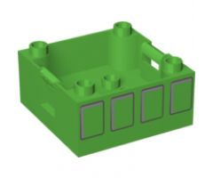 Duplo Container Box 4 x 4 with Studs on Corners with Four Squares Pattern on Both Sides