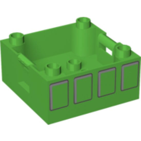 Duplo Container Box 4 x 4 with Studs on Corners with Four Squares Pattern on Both Sides