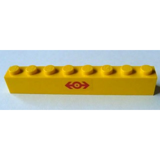 Brick 1 x 8 with Train Logo Red Pattern (Sticker) - Set 4552