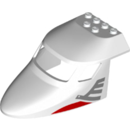 Aircraft Fuselage Curved Forward 6 x 10 with 3 Window Panes with Metallic Silver Airline Bird Pattern on Both Sides