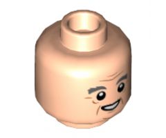 Minifigure, Head Dual Sided Dark Bluish Gray Eyebrows, Eyes with Pupils, Wrinkles, Open Mouth Smile / Frown Pattern (Horace Slughorn) - Hollow Stud