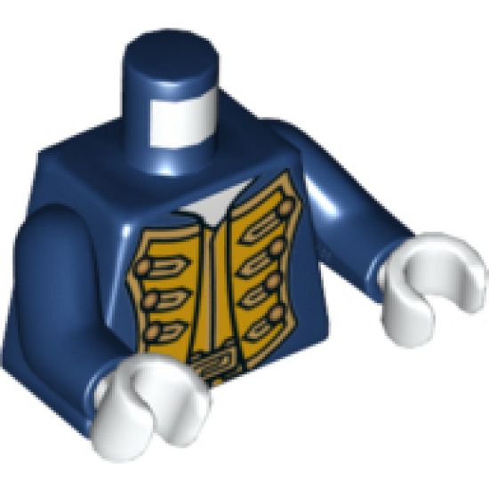 Torso Pirate Bluecoat Governor Pattern / Dark Blue Arms / White Hands