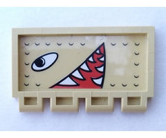 Hinge Train Gate 2 x 4 with Eyes and Open Mouth with Pointed Teeth Facing Left Pattern (Sticker) - Sets 2879 / 5909 / 5948