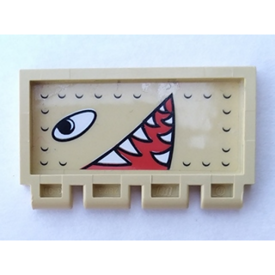 Hinge Train Gate 2 x 4 with Eyes and Open Mouth with Pointed Teeth Facing Left Pattern (Sticker) - Sets 2879 / 5909 / 5948