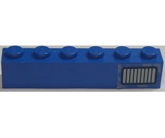 Brick 1 x 6 with Black and Light Gray Exhaust Vents Pattern Model Left Side (Sticker) - Set 5541