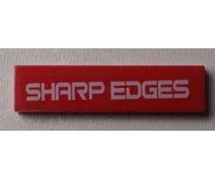 Tile 1 x 4 with White 'SHARP EDGES' Pattern (Sticker) - Set 7712