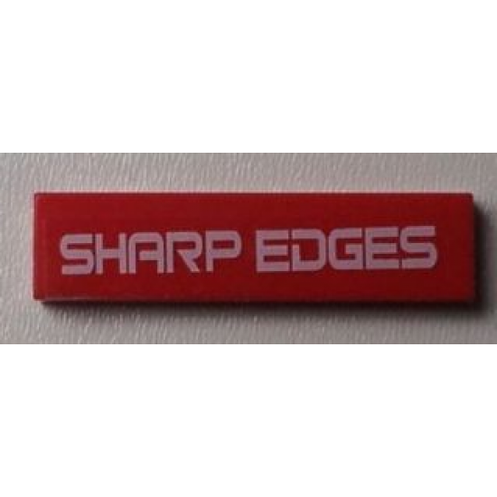Tile 1 x 4 with White 'SHARP EDGES' Pattern (Sticker) - Set 7712