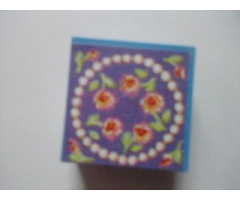 Container Box 3.5 x 3.5 x 1.3 with Hinged Lid with Necklace and Roses on Blue Background Pattern (Sticker) - Set 3114
