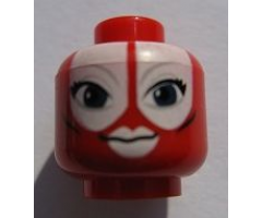 Minifigure, Head Alien with SW Shaak Ti, Large Blue Eyes, White Lips Pattern - Blocked Open Stud