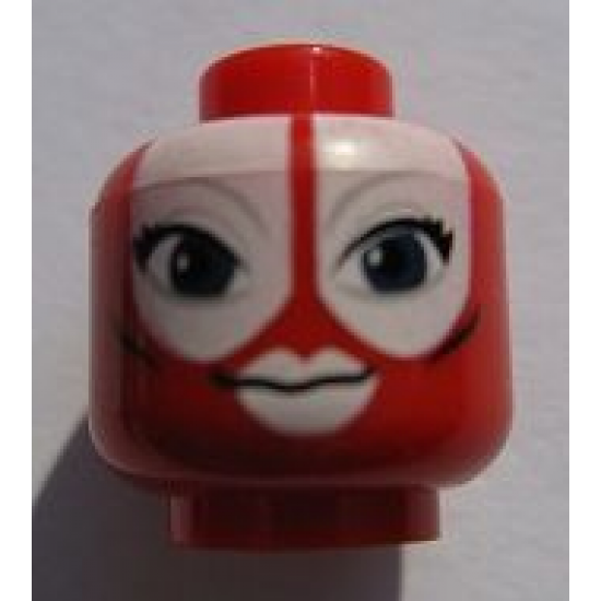 Minifigure, Head Alien with SW Shaak Ti, Large Blue Eyes, White Lips Pattern - Blocked Open Stud