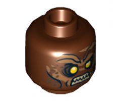 Minifigure, Head Dual Sided LotR Lurtz Scowling / Handprint Pattern - Hollow Stud