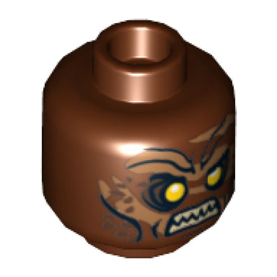 Minifigure, Head Dual Sided LotR Lurtz Scowling / Handprint Pattern - Hollow Stud