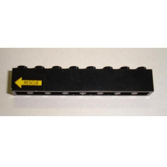 Brick 1 x 8 with Yellow Arrow and 'RESCUE' Pattern Model Left (Sticker) - Set 8480