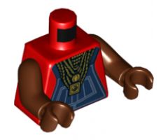 Torso Dark Blue Overalls over Tank Top with Gold Chains and Pendants Pattern / Reddish Brown Arms / Reddish Brown Hands