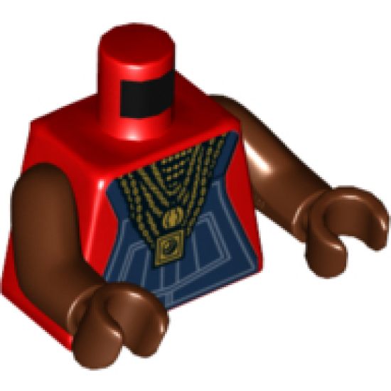 Torso Dark Blue Overalls over Tank Top with Gold Chains and Pendants Pattern / Reddish Brown Arms / Reddish Brown Hands