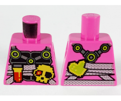 Torso with Black Breastplate, Red Pixelated Flask, Yellow Pixelated Skull with Red Eye Pattern