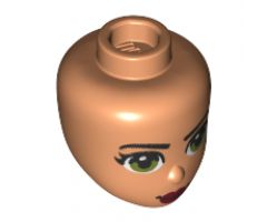 Mini Doll, Head Friends with Olive Green Eyes, Dark Red Lips and Closed Mouth Pattern